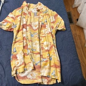 Denim and flower button down shirt